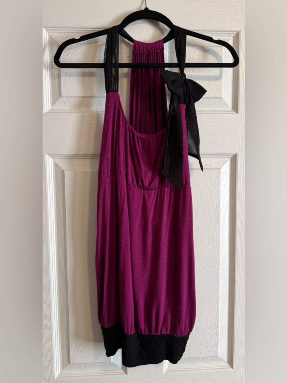 Daytrip Plum Halter Tank with Bow Accent